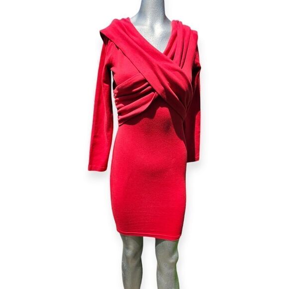 Vintage Yes Red Long Sleeve Mini Dress - Picture 12 of 12